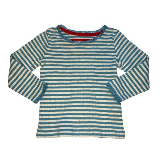 Mini Boden Striped Pointelle Top 3-4Y - Picture 1 of 4